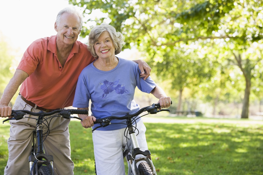 Senior couple on cycle ride